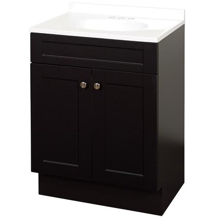 ZENNA HOME 2Door Shaker Vanity with Top, Wood, Espresso, Cultured Marble Sink, White Sink SBC24CH